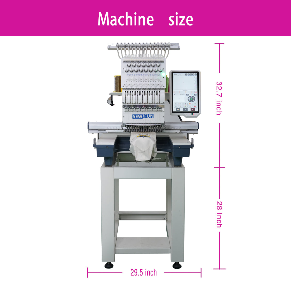 Sewfun SF-1201A1 Commercial Cap Embroidery Machine13.78“*19.69” 35x50cm Hat Embroidery Machine for Small Business – Cap & Shirt